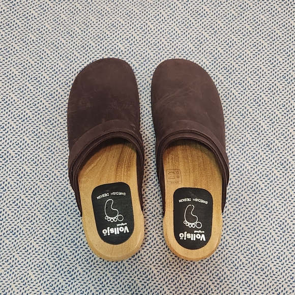 Vollsjo Swedish Clogs low wood heel brown suede size 41/11 NEW no box - Picture 7 of 12